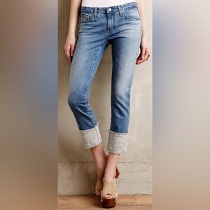 AG Adriano Goldschmeid Stevie Embroidered Cuff Cropped Jeans